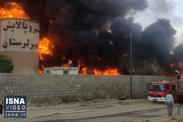 ویدیو / آتش‌سوزی در شرکت پترو پالایش گهر دورود