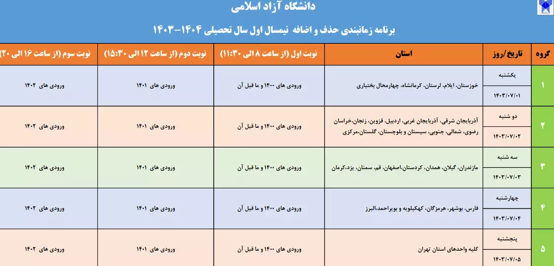 جزئیات جدید انتخاب واحد دانشجویان دانشگاه آزاد اسلامی