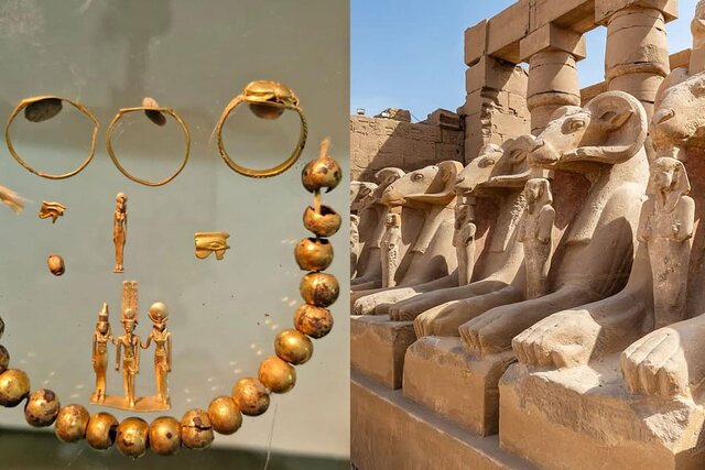 ویدیو/ کشف گنجینهای از جواهرات طلایی باستانی در معبد «کرنک» ویدیو/ کشف گنجینهای از جواهرات طلایی باستانی در معبد «کرنک»